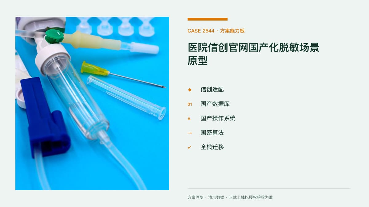 医院信创官网国产化脱敏场景原型：从 Windows+HIS 到全栈自主可控的门户迁移方案方案能力板