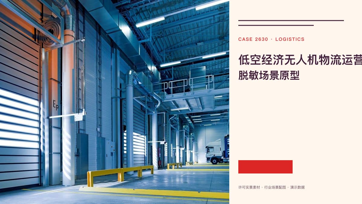 低空经济无人机物流运营小程序脱敏场景原型：2025年市场规模1.5万亿、无人机运营企业近2万家，2026年从试点飞行迈向常态运营，把航线申报、飞行任务与运营台账装进同一个移动端